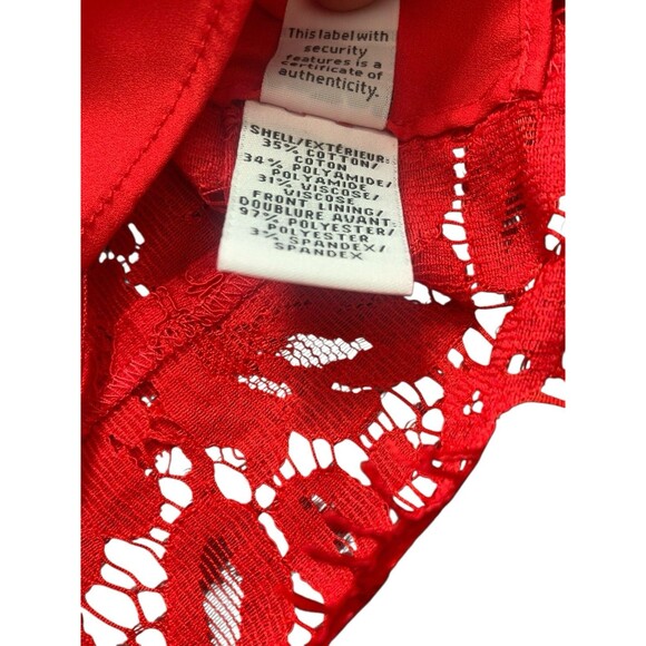 Diane von Furstenberg Red Lace Long Sleeve Blouse Top Women’s 14 - Picture 5 of 10
